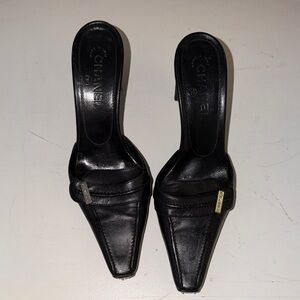 CHANEL Women's Black Leather Clogs